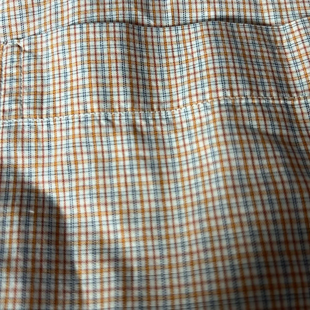 Burberry Tan Blue and White Dress Shirt Classic Design, length 30, flat 23